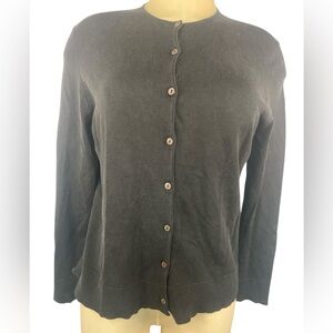 Parisian Signature Black Silk Blend Cardigan Sweater Women’s Medium